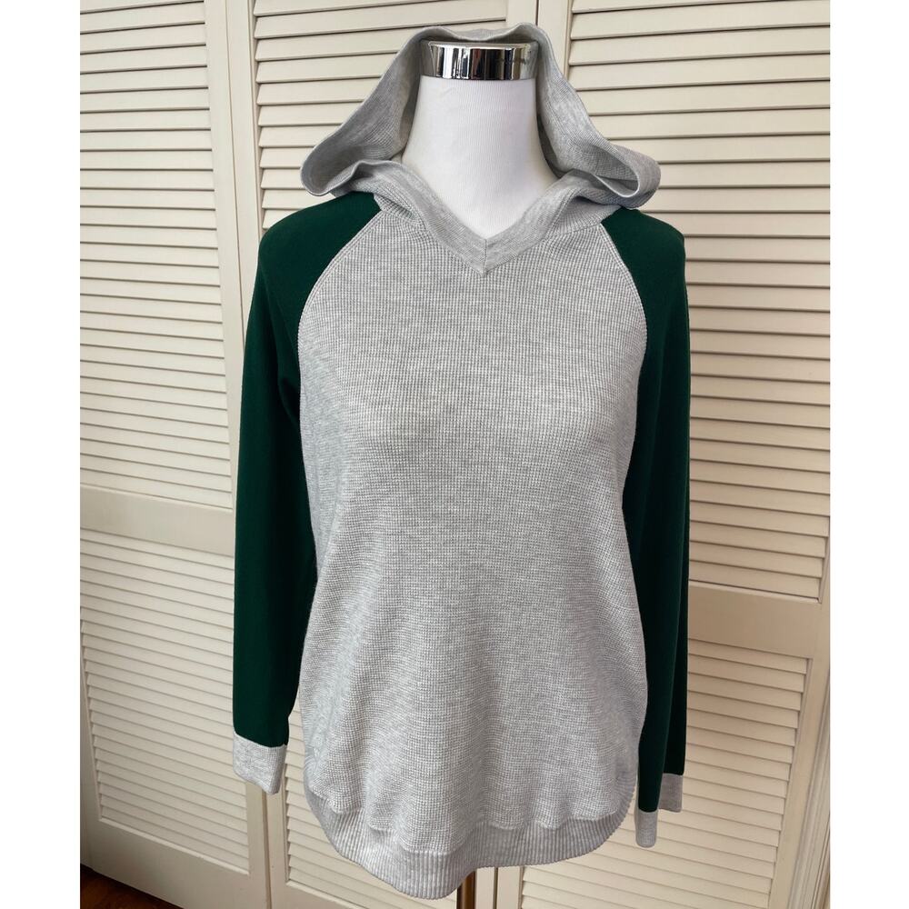 Evolution Hoodie Jersey Style Green Sleeves Gray Body, Trim Size M NWT
